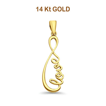 14K Yellow Gold Love Infinity Pendant 28mmX9mm 1.0 grams